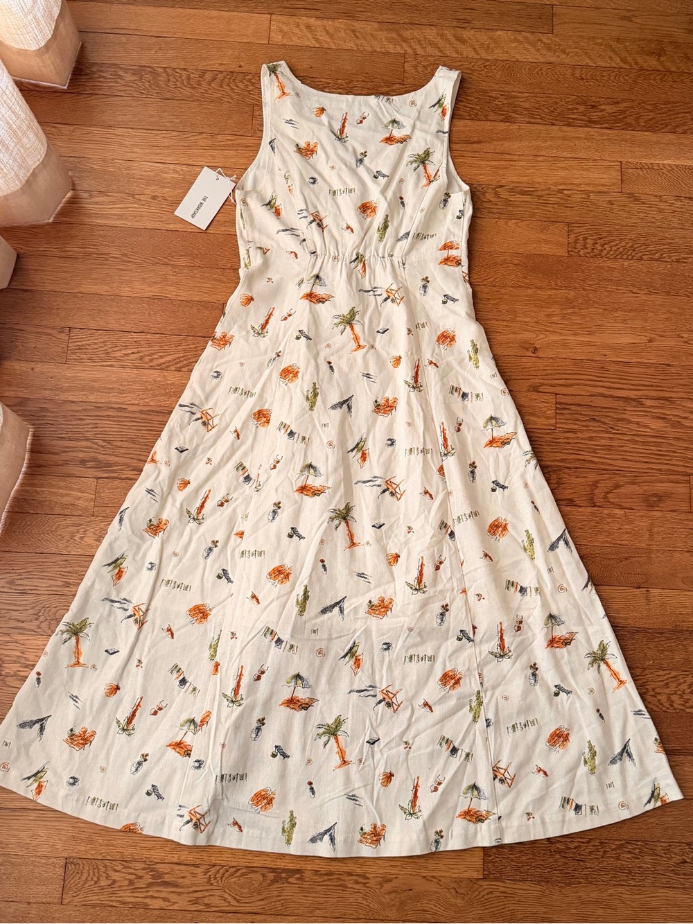 Sleeveless Cream Floral Print Maxi Dress - Picture 5 of 6